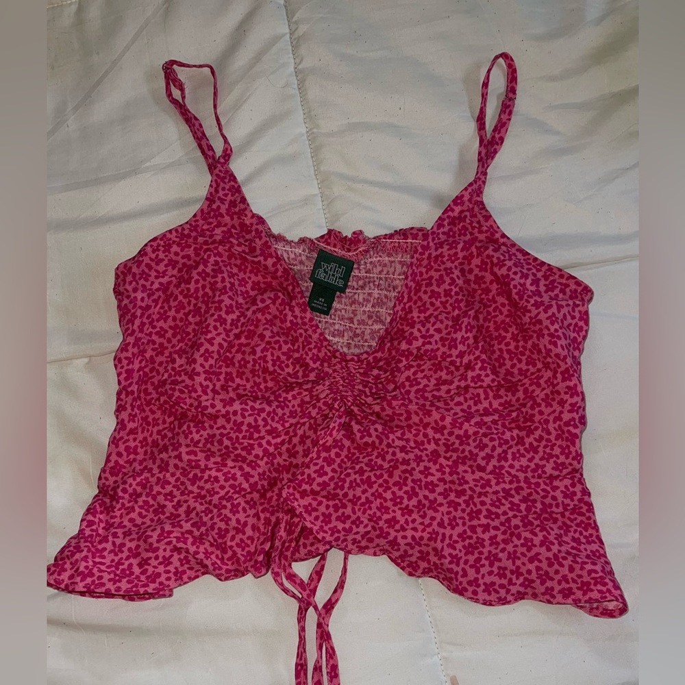 Wild Fable Pink Flower Print Pull Scrunching Tank